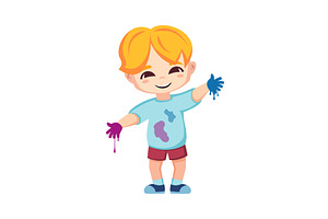 happy kid drawing. artistic painting, a Person Illustration by Multigon