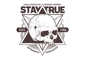 Stay True Vector Dotwork Skull