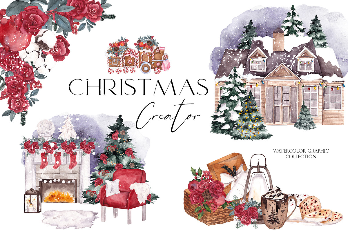 Christmas Creator. Watercolor season, a Decorative Illustration by ma_i_vi (Photo 1 of 21)