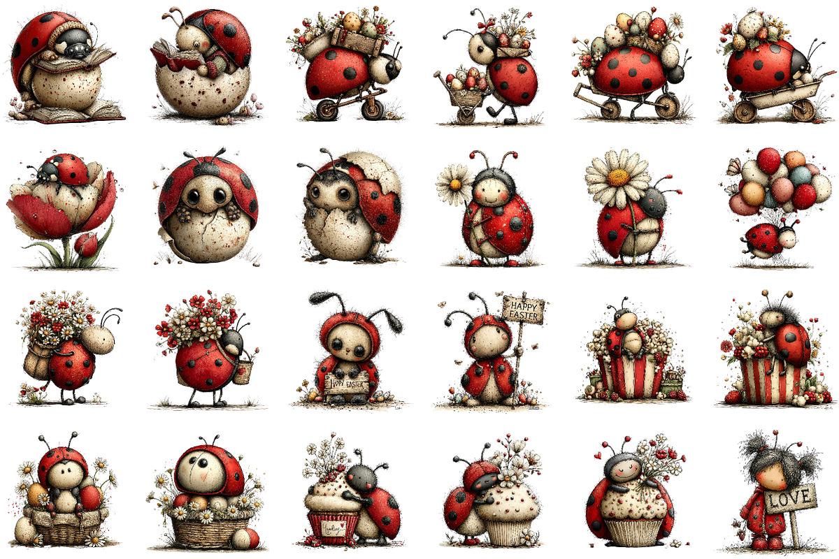 Whimsical Ladybug Clipart, an Illustration by Sublimation Artist (Photo 3 of 7)
