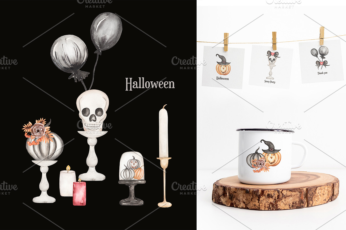 Watercolor Halloween Night, a Decorative Illustration by MayaNavits (Photo 7 of 9)