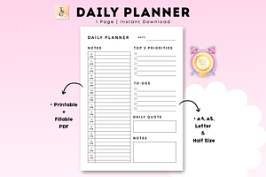 Daily Planner, a Stationery Template by Tas Creative Studio