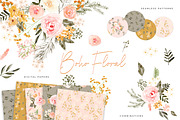 Boho Watercolor Florals & Patterns, an Illustration by PrettyGrandmillennial (Thumbnail 1 of 6)