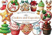 Christmas Cookies and Cupcakes Clipa, an Illustration by DreamCafeArt (Thumbnail 1 of 8)