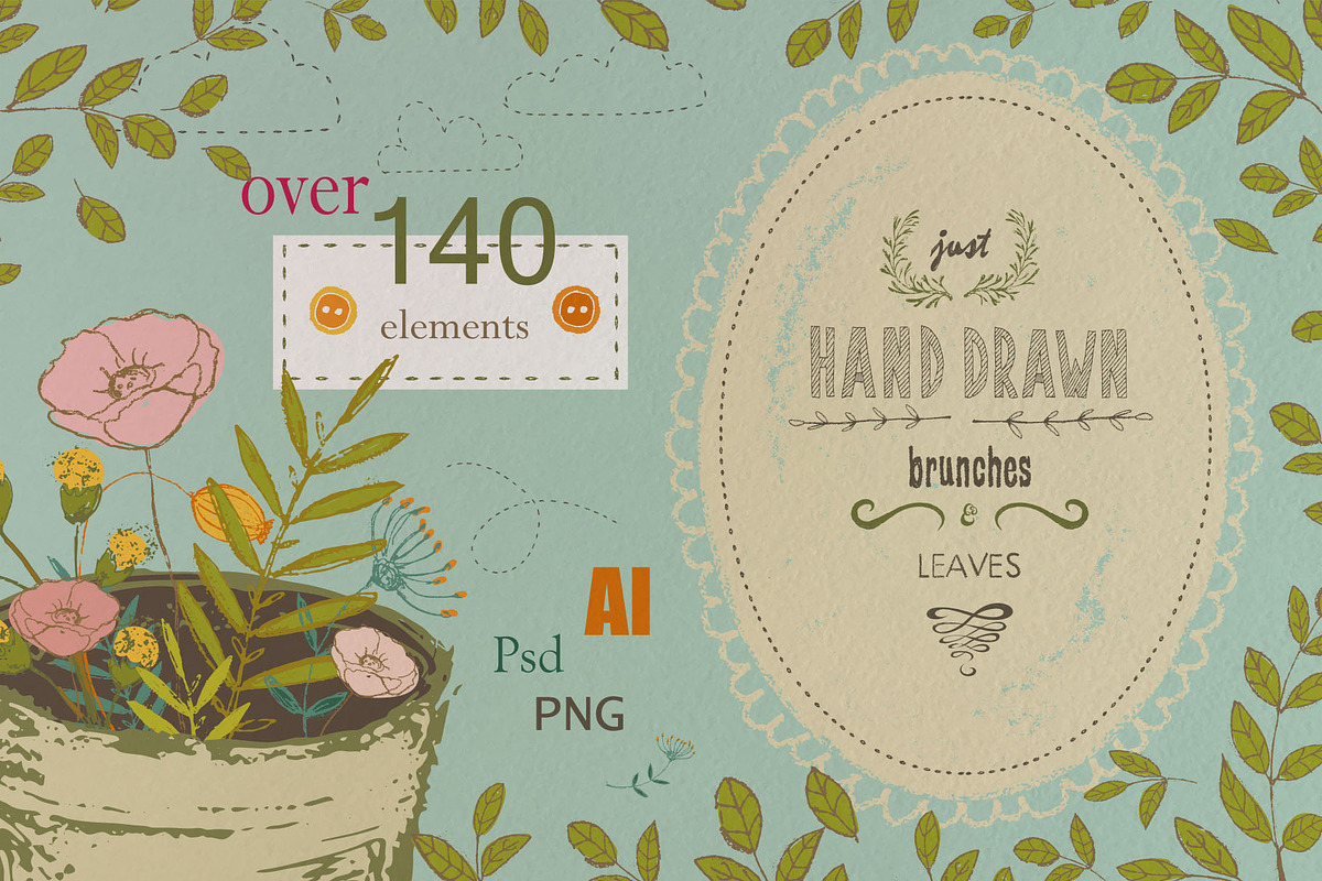 Just hand-drawn leaves, a Decorative Illustration by tinybunnyshop (Photo 1 of 11)