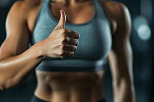 Athlete woman in sportswear shows, a Sports & Recreation Photo by MistyDay