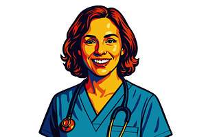 portrait of smiling female nurse, a Healthcare Illustration by AlexArt