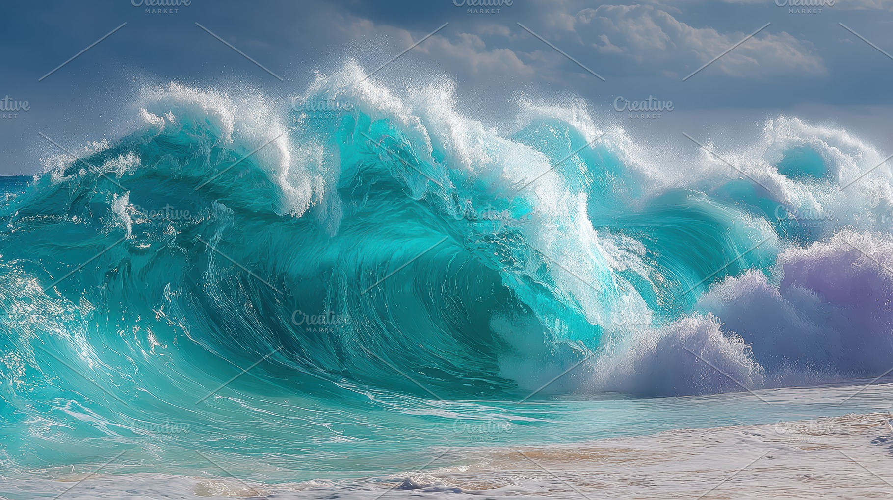 Majestic Ocean Wave Turquoise Blue W, an Abstract Photo by Pixeness Studio