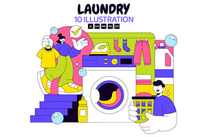 10 Laundry Room Vector Illustration, an Object Illustration by denayunebgt