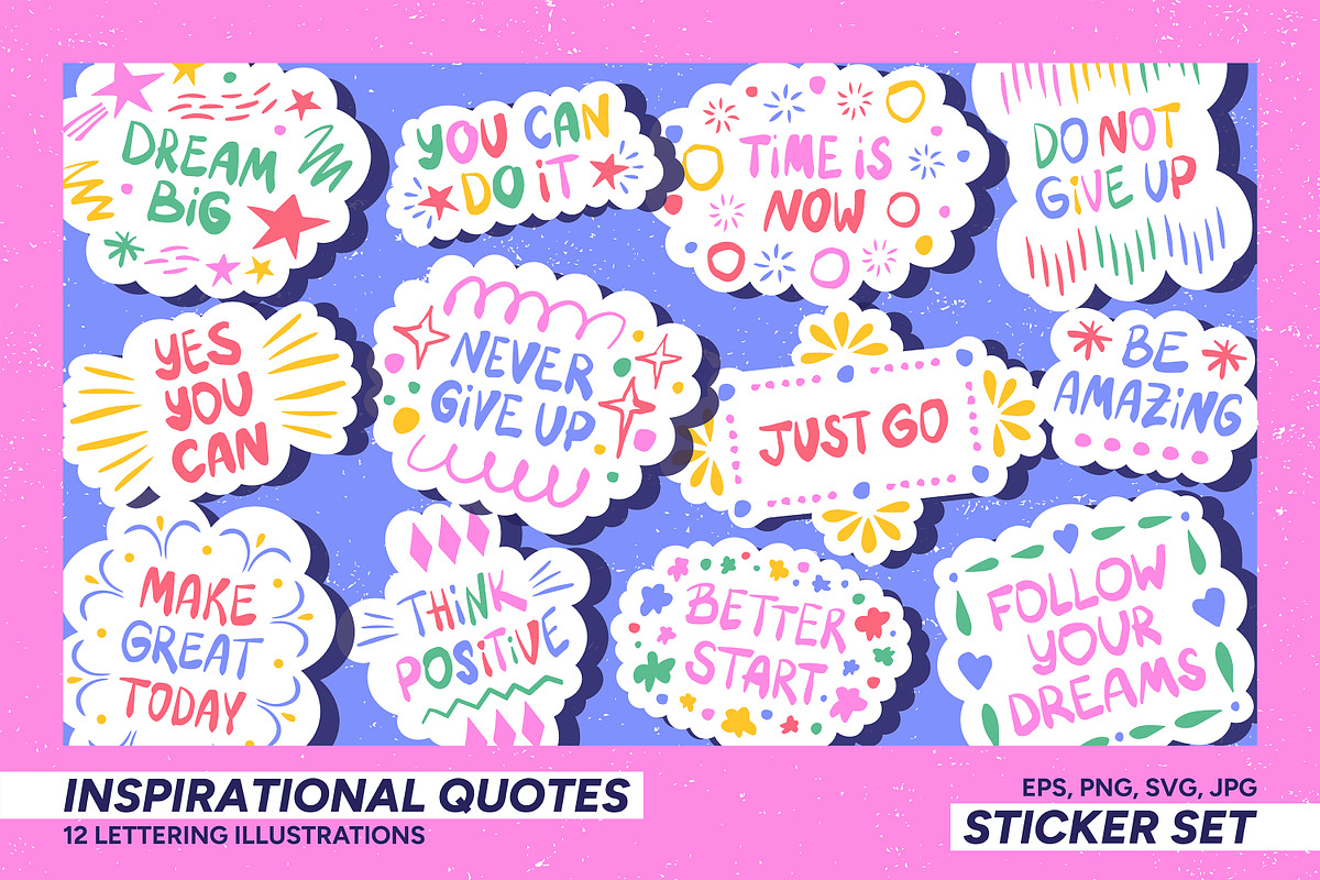 Inspiring positive phrases stickers, a Decorative Illustration by LiiaLonn Studio (Photo 1 of 5)