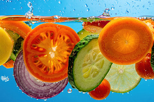 Fresh Vegetables Floating in Clear Water, a Food & Drink Photo by Davizro's Market