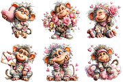 Valentines Day Monkey Sublimation, an Illustration by Designking (Thumbnail 2 of 5)