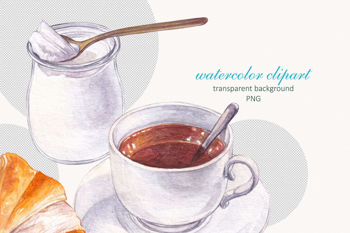 Watercolor Breakfast Clipart, a Food Illustration by Blowballmay (Photo 3 of 4)