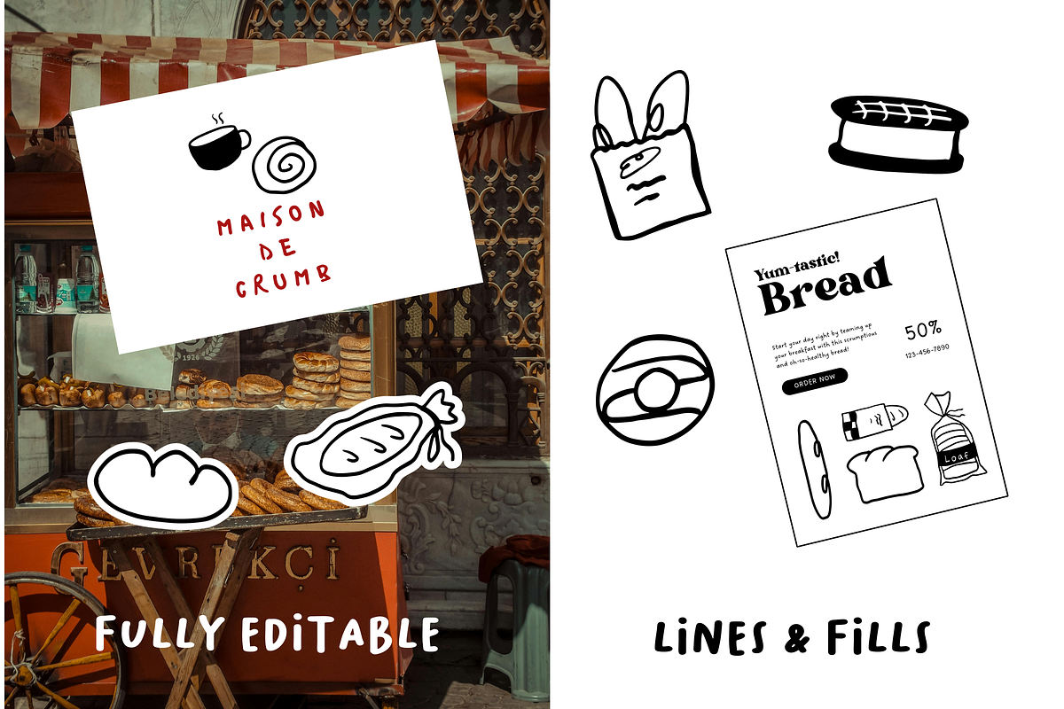 140+ Bread & Bakery Hand-Drawn Set, a Food Illustration by The Journey Atelier (Photo 15 of 20)