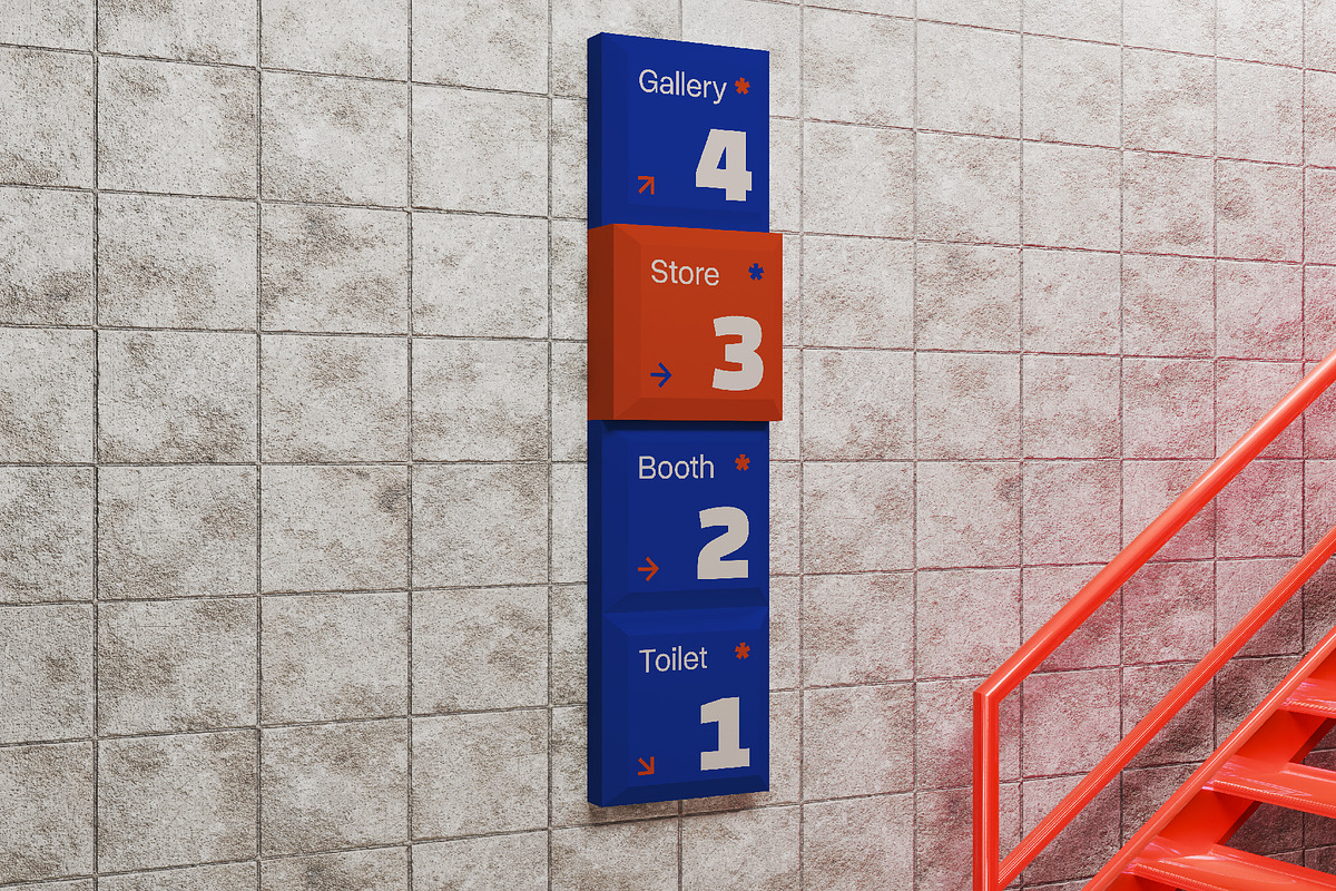 Wall Mounted Directional Sign Mockup, an Advertising Mockup by herutage (Photo 2 of 5)