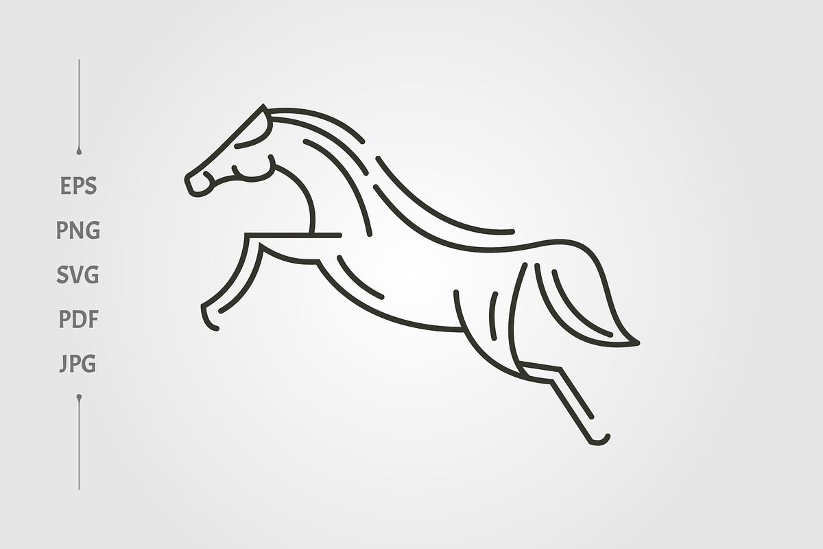 horse icon line art logo vector, a Branding & Logo Template by lawoel