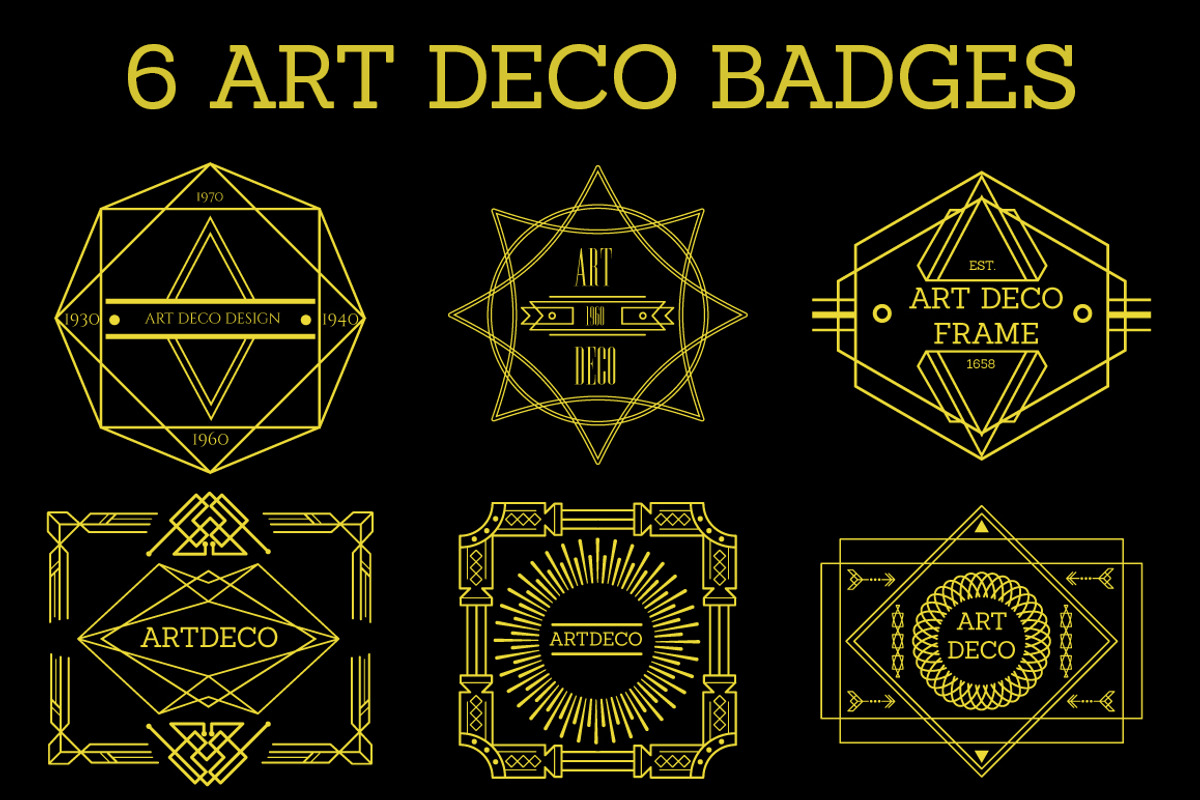 6 Art Deco Badges, a Branding & Logo Template by DCD Vector Co.
