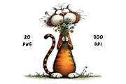 Whimsical Floral Cat Clipart, an Animal Illustration by GiraffeCreative (Thumbnail 8 of 20)