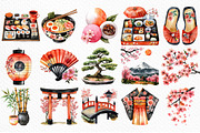 Watercolor Japan Clipart PNG, an Illustration by Craft Nest (Thumbnail 6 of 12)