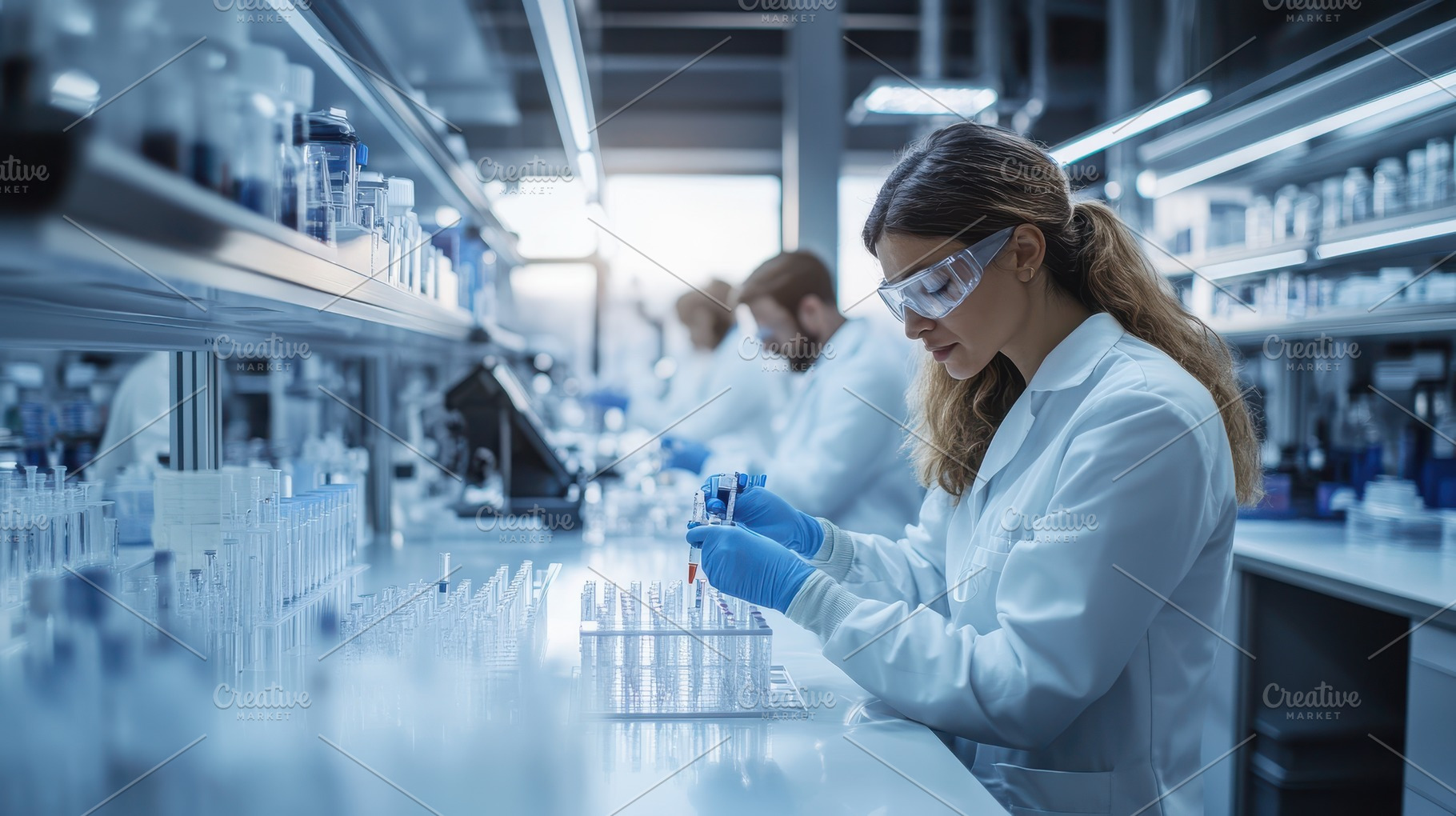Scientist in lab analyzing test tube, a Health & Medical Photo by Pixeness Studio