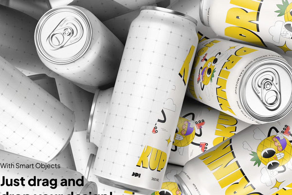 Soda Can Mockup with Glossy Finish, a Packaging Mockup by graphicsauce (Photo 3 of 4)