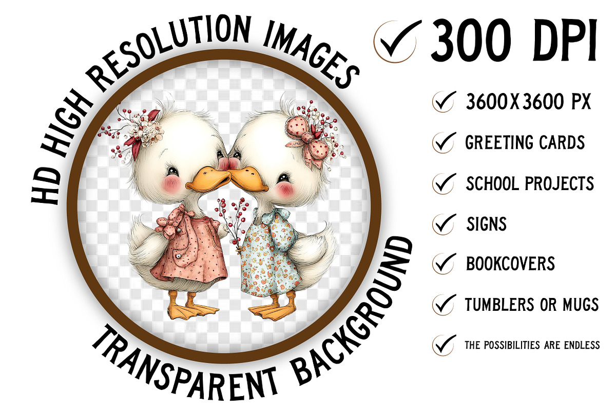 Whimsical Duck Couple Clipart, an Illustration by Craft Nest (Photo 2 of 9)