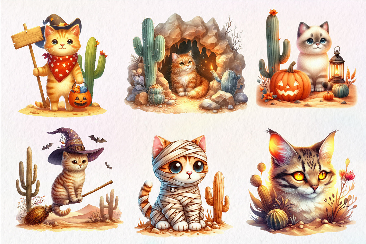 Halloween Desert Cat Clipart, an Illustration by Dream Creation (Photo 4 of 7)