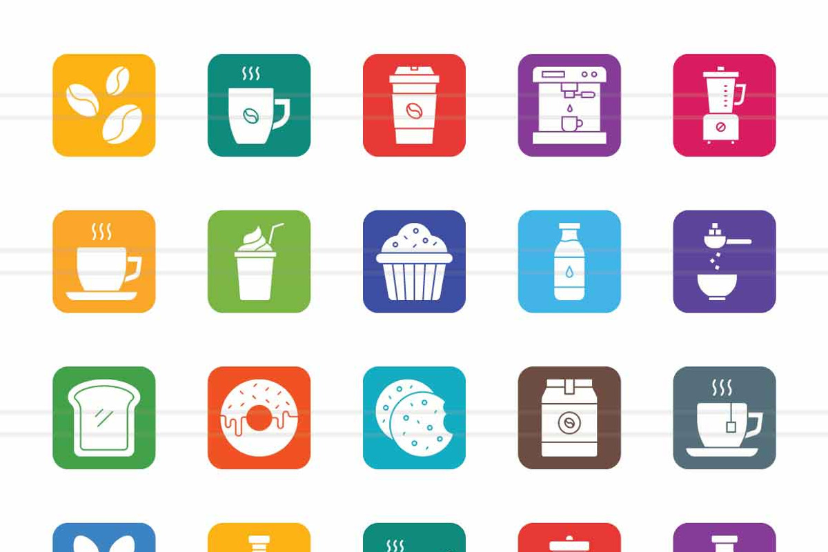 Coffee Shop Round Corner Flat Icons, an Icon by IconBunny (Photo 2 of 2)