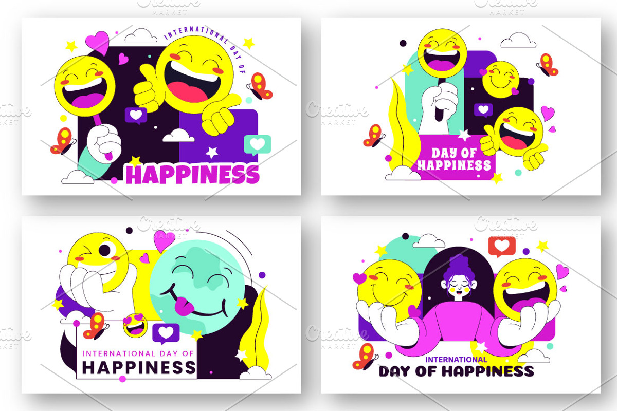 10 World Happiness Day Illustration, a Person Illustration by denayunebgt (Photo 3 of 4)