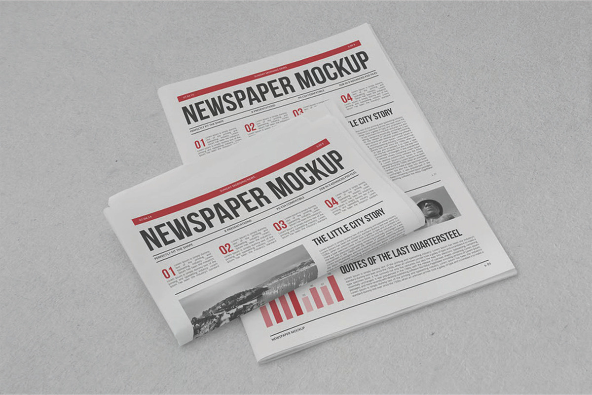 Realistic Overlap Newspaper Mockup, an Advertising Mockup by DesignRushMarket (Photo 2 of 2)