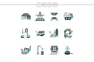 Food production flat simple icons