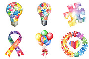 Autism Awareness Day Collection png, an Illustration by Watercolor design (Thumbnail 5 of 9)