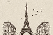 Parisian Streets Urban Sketch, a Background Graphic by Alara Studio (Thumbnail 2 of 9)
