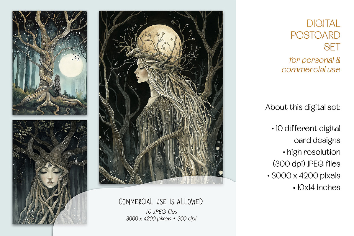 Entangled Tree Dryads Postcards, a Decorative Illustration by The Dutch Lady Designs (Photo 3 of 5)