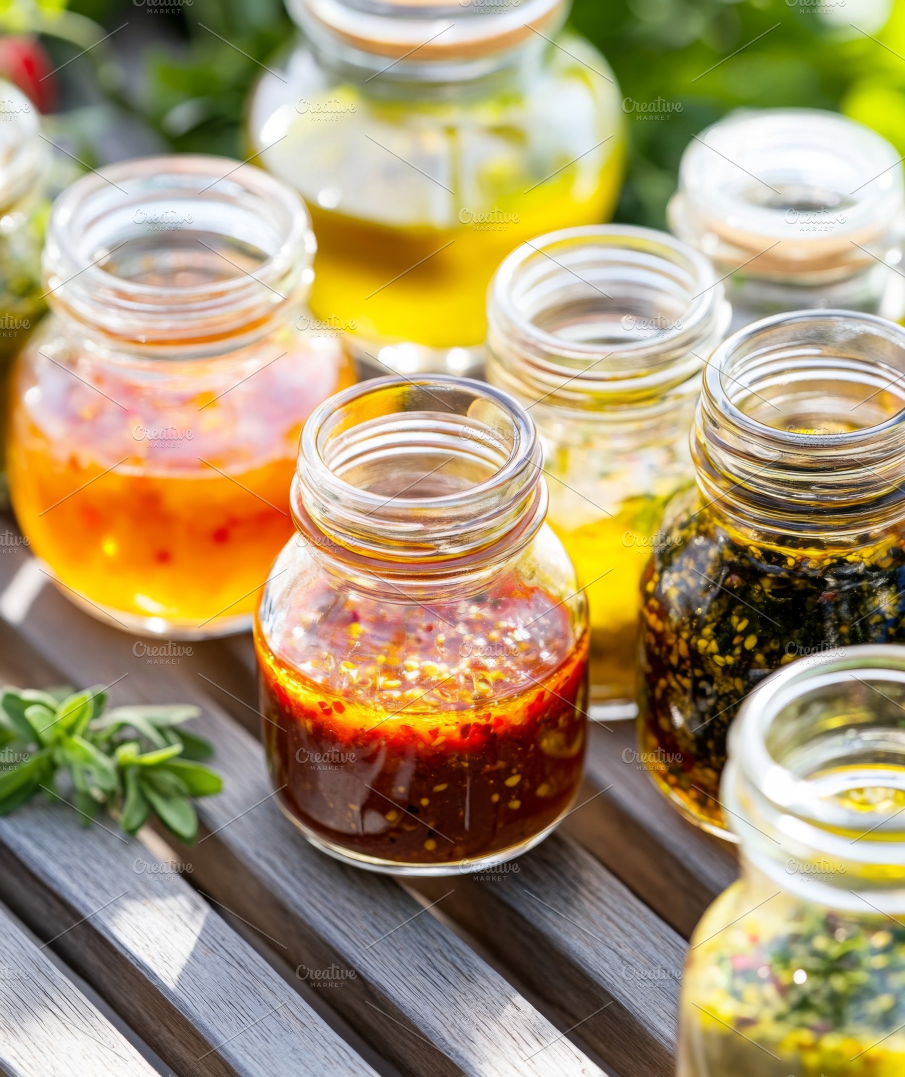 Variety of glass jars with assorted, a Photo by Dvoevnore photos
