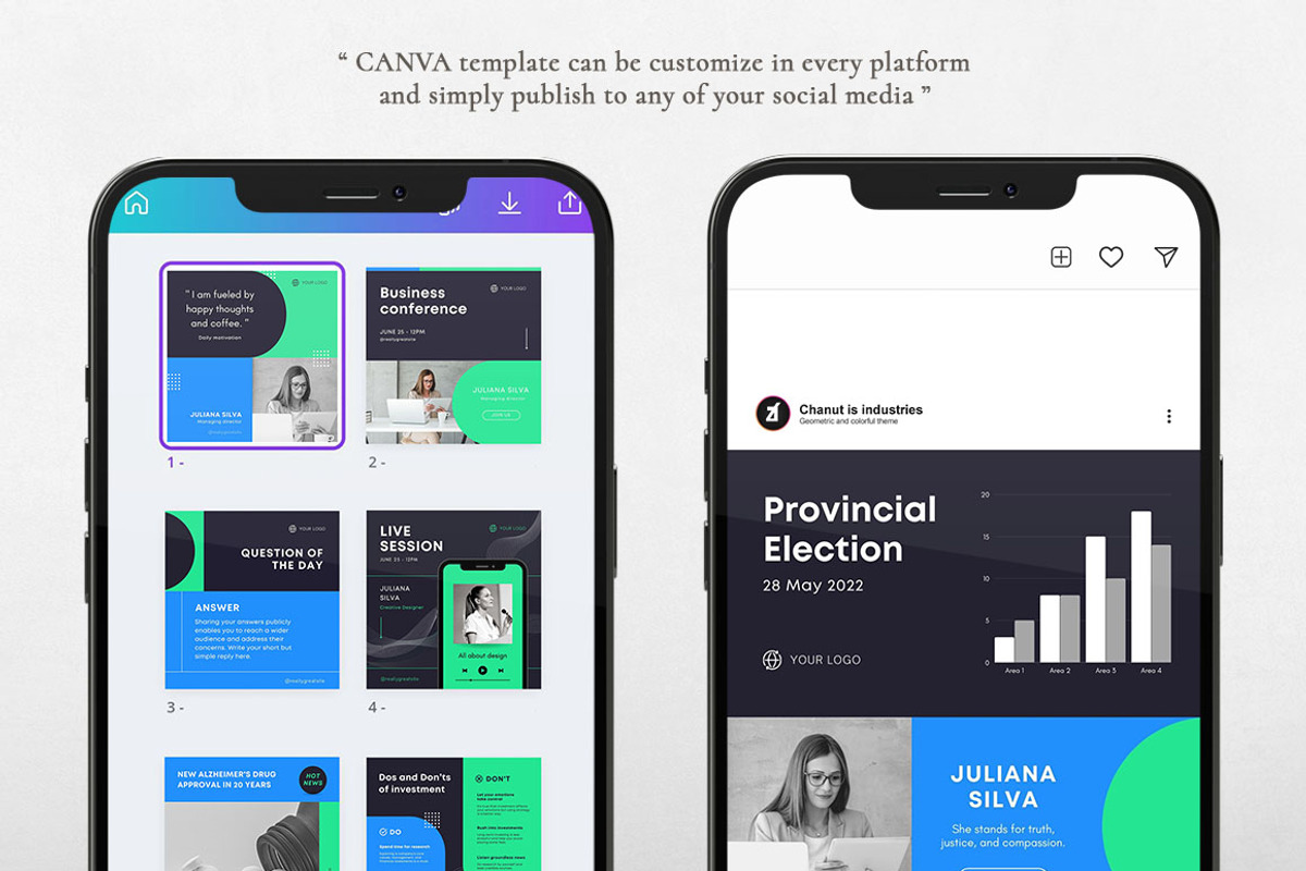 GEOMETRIC News CANVA Instagram post, a Social Media Template by Chanut is industries (Photo 3 of 5)