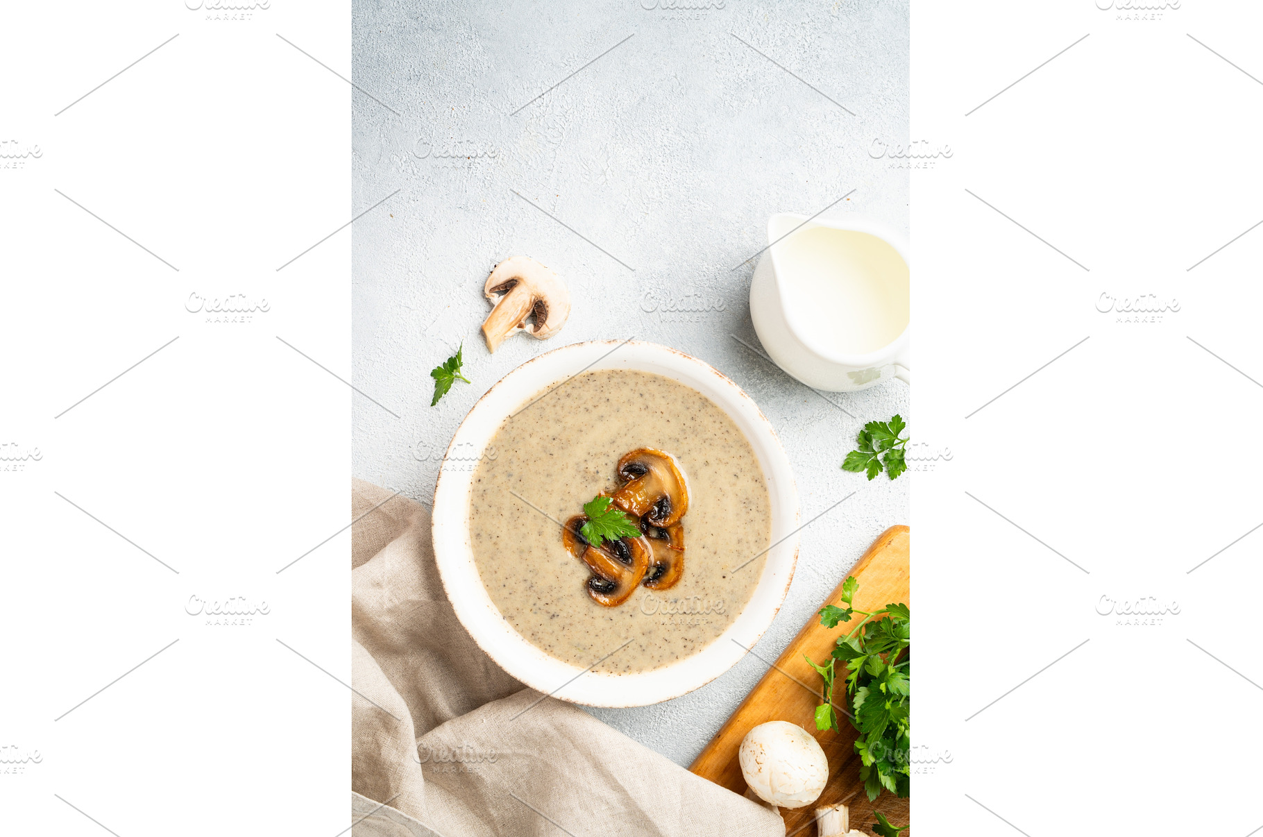 Mushroom soup puree on white kitchen, a Food & Drink Photo by Nadia-nb