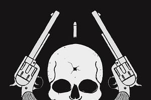 Wild West Skull With Pistols. Vector