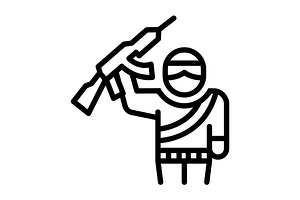 Terrorists terrorism black icon, an Outline Icon by Creative priyanka