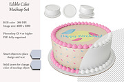 Edible cake Mockup set. PSD mockup., a Product Mockup by NatalyaZelenova (Thumbnail 1 of 6)