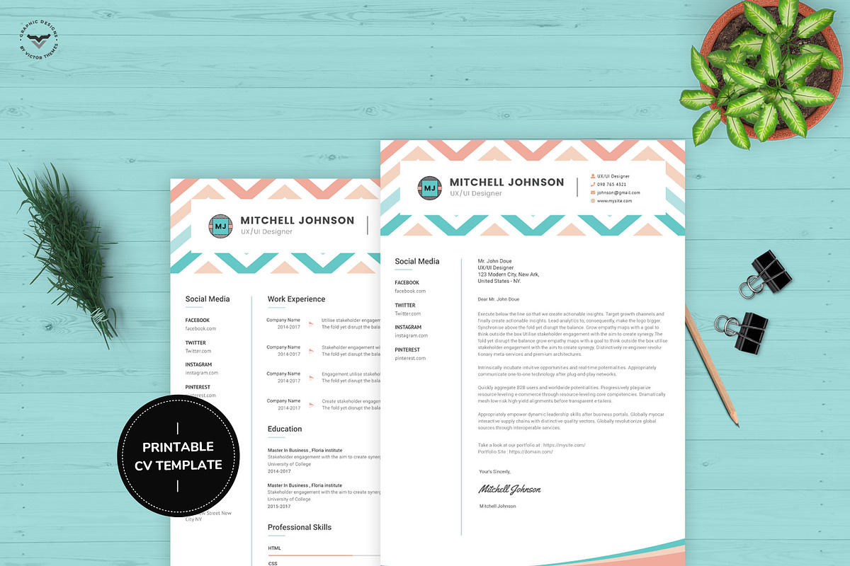 UI/UX Designer CV Template, a Resume Template by VictorThemes
