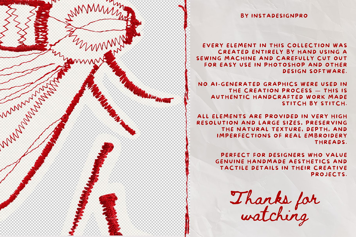 Red Handmade Embroidery Collage, an Object Graphic by InstaDesignPro (Photo 18 of 18)