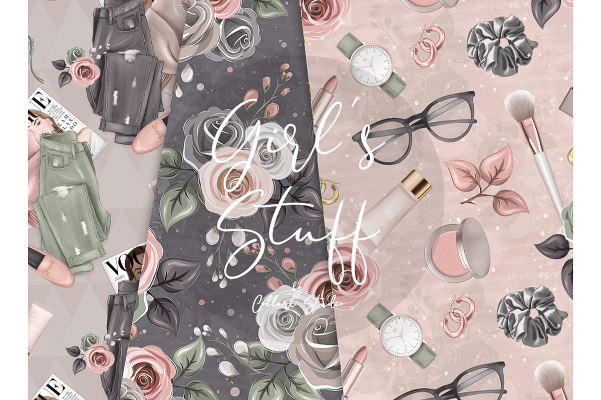 Fashion digital paper, makeup papers, a Pattern Graphic by Collart Studio (Photo 2 of 6)