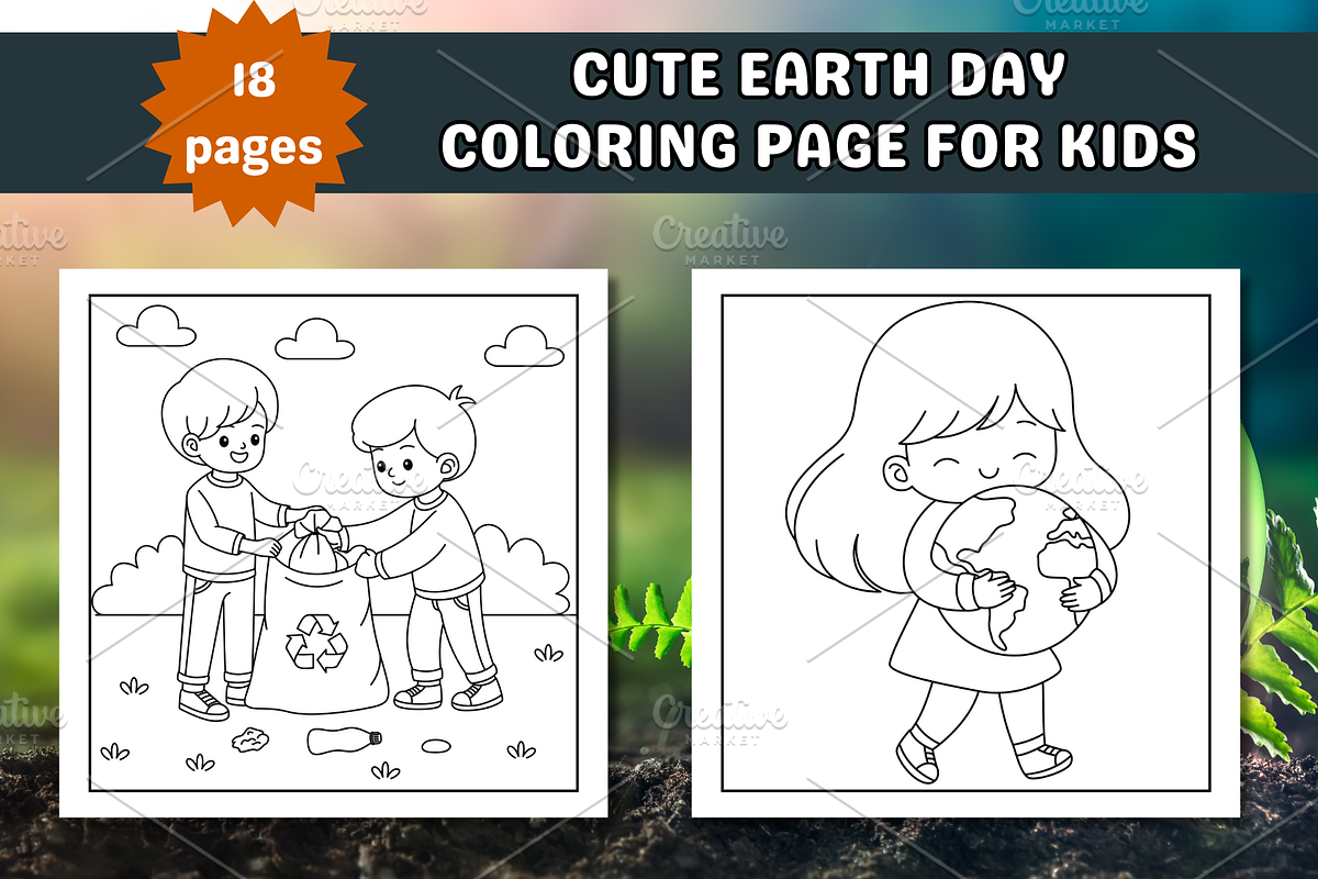 Cute Earth Day Coloring Page, an Education Illustration by Salaly (Photo 4 of 6)