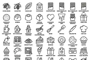 Bundle Chocolate Shop Outline Icons, an Outline Icon by adenpinkstore