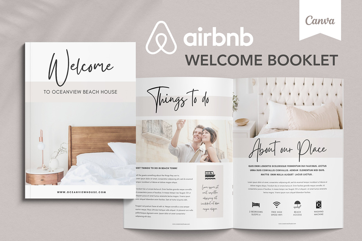 Airbnb Welcome Book Template Canva, a Brochure Template by DeeBeeDesign