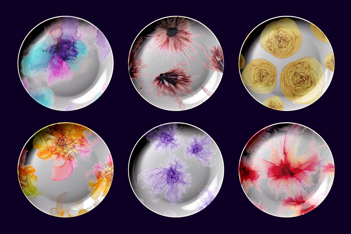 Flowers fluid art set., a Pattern Graphic by Digital illustration shop (Photo 4 of 11)