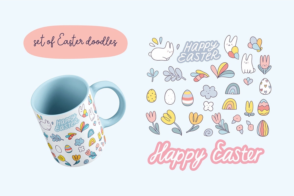 Happy Easter doodles and patterns, an Illustration by kostolom3ooo (Photo 6 of 11)