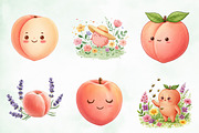 Watercolor Cute Peaches Garden Fruit, an Illustration by Creative Art (Thumbnail 4 of 10)