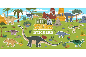 Stickers pack of giant dinosaurs, an Animal Illustration by Buch&Bee